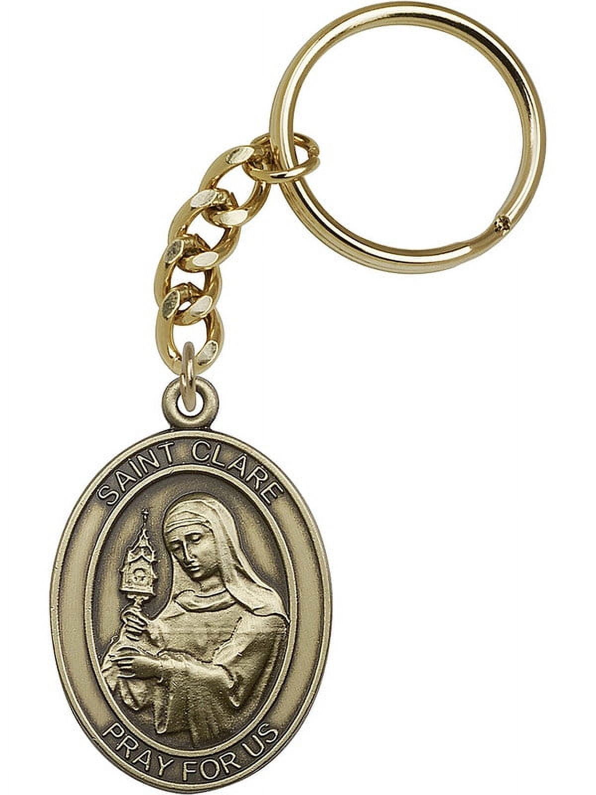 Antique Silver-Plated St. Mark Keychain 1 7/8 x 1 1/4 inches