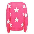 thumbnail image 5 of Pink Sweatshirt for Women Long Sleeve Sweater Casual Elegant Round Neck Star Pattern Plus Size Knit Sweater Top Women Fall Clothes, 5 of 6