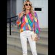 thumbnail image 5 of Blusas Bohemias con Cuello en V y Mangas Farol para Mujer 2025 Flores de Hojas S, 5 of 10