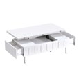 thumbnail image 6 of Tcbosik 43.3" Lift Top Coffee Table, Modern Cocktail Table with Hidden Storage Compartment and 2 Drawers, Center Table with Foldable Tabletop for Living Room, Dining Room, White, 6 of 10