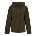 thumbnail image 4 of Women's Hooded Zip Up Faux Shearling Fluffy Teddy Jacket (Brown S), 4 of 4