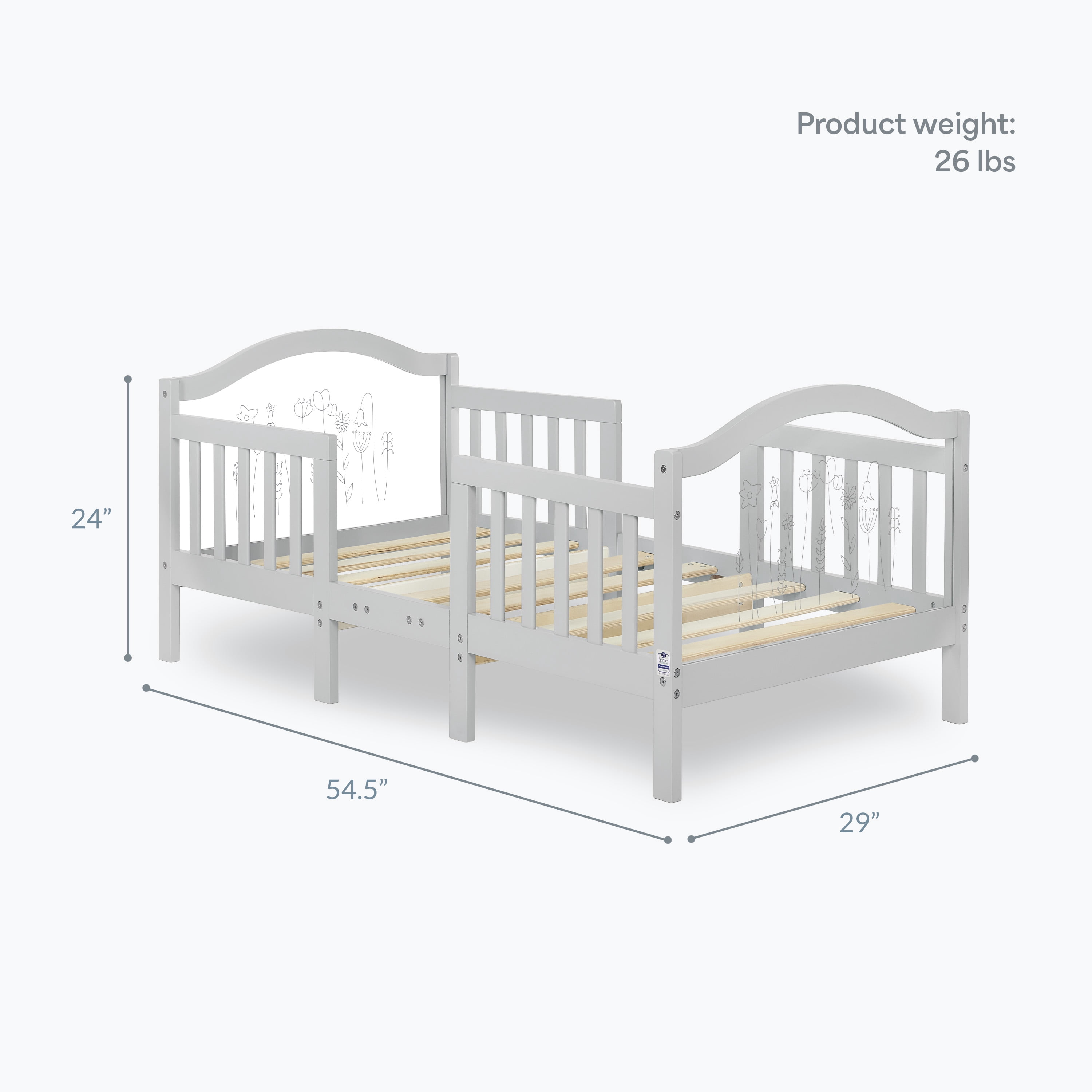 Dream On Me Rosie Toddler Bed In Grey