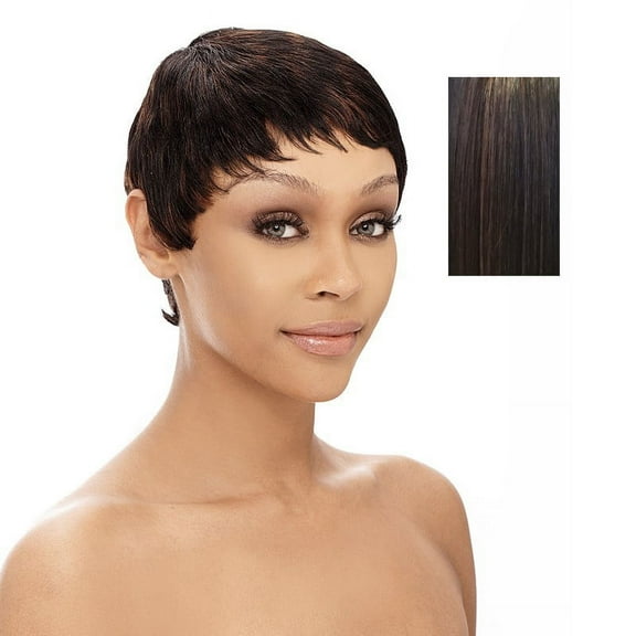 Molly Wig 100 Percent Human Hair Pixie Short ,Off Black/ Aurburn