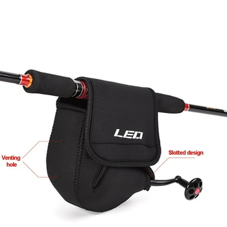 Spinning Reel Cover - Black Spinning Reel Covers Fishing Reel Bag Portable Durable Protection Neoprene Spin Reel Cover Fishing Wheel Raft Fishing Reel Storage Bag