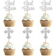 thumbnail image 1 of 24 toppers para cupcakes con cruz de glitter plateado ZitTRo, 1 of 2
