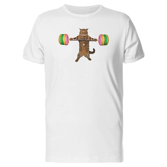 A Cat With Donut Barbell T-Shirt Men -Image by Shutterstock, Male 4X-Large