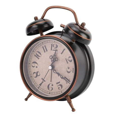 M Buder 4 in Retro Alarm Clock, Desktop Double Twin Bell Clock with Night Light, Battery Operated