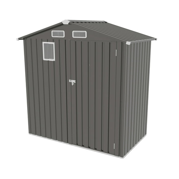 6X Metal Storage Shed, Peaked Roof, Watertight, Lockable, for Garden Backyard