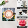 thumbnail image 3 of BaHomeck Drink Coasters Set Of 6 With Holder Row Of Sunflowers Growing Against Old Wooden Fence Water Absorbent Ceramic Coasters Tabletop Protection,Suitable For Various Cup,Home Decor, 3 of 4