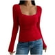 thumbnail image 3 of Tops de trabajo para mujer,Blusa de mujer, manga larga, cuello redondo, encaje, informal, color liso, tela de imitación, para uso diario y en casa, sopatenor, 3 of 8