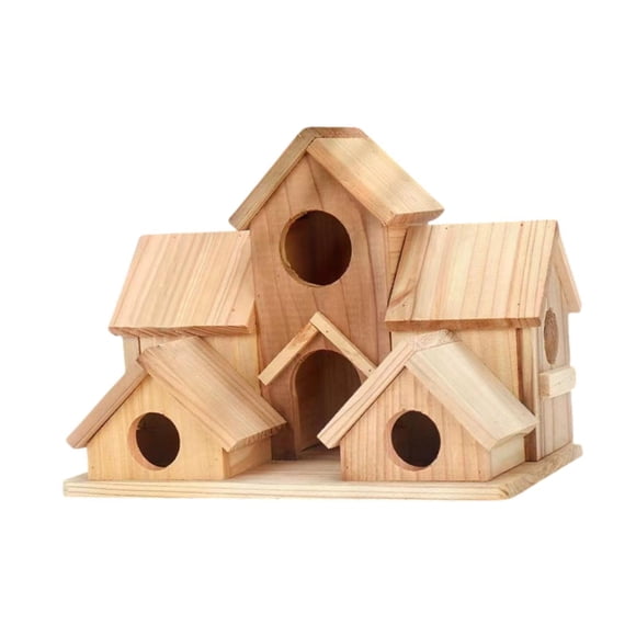 QualitChoice Bird House Outdoor Finch Bluebird Wooden 3 Hole Birdhouse Decoration For Courtyard And Garden Bird House Is Made Wood