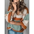 thumbnail image 3 of Asyoly Women Color Block Striped Sweater Long Sleeve Deep V Neck Knit Pullover Oversized Jumper Loose Tops S-XXL, 3 of 3