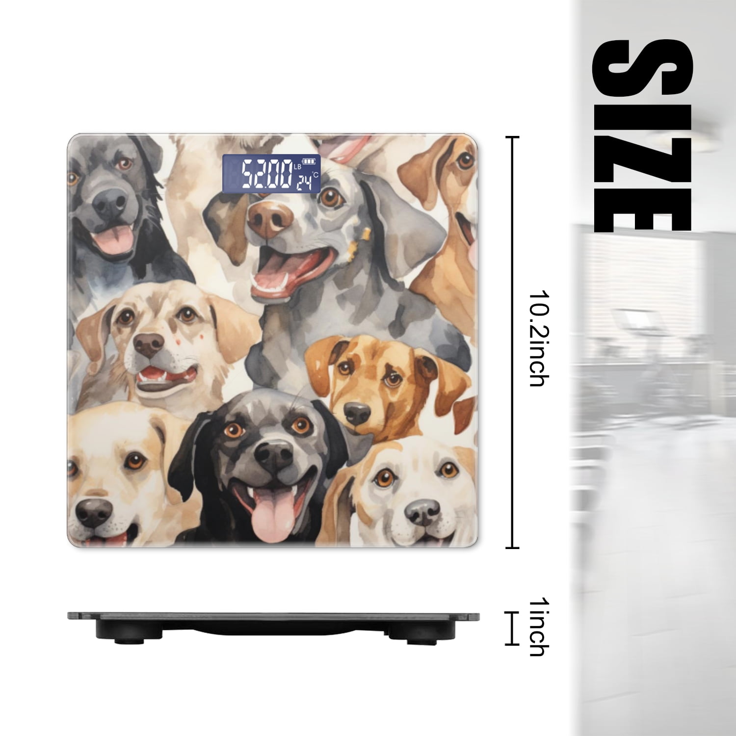 High Precision Body Weight Scale Smart Bathroom Scales with Large LCD Display(400lbs),Decorative for Bedroom-Happy Various Dogs Are Smiling