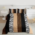 thumbnail image 2 of Manfei Zebra Cheetah Print Queen Comforter Set, Geometric Stripe Bedding Sets, Brown White Black Aesthetic Bedding Comforter Set for Girls, Microfiber Bedroom Decor 3pcs, 2 of 8