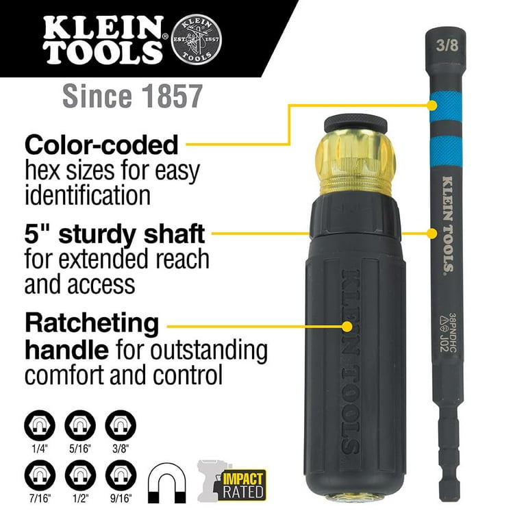 Klein Tools 32950 Toolkit: Hollow Magnetic, Ratcheting Power Nut