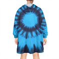 thumbnail image 2 of Blue Tie Dye Spiral Pattern Wearable Oversized Blanket,Wearable Blanket Hoodie for Adults,Cozy Hooded Blankets with Super Pockets,Super Warm Fuzzy Pullover for Women & Men, 2 of 6