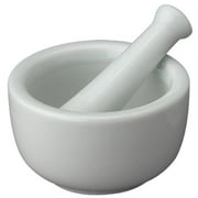HIC Mortar and Pestle Spice Herb Grinder Pill Crusher Set, Fine-Quality Porcelain, 2.75-Inch x 1.5-Inch