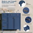 thumbnail image 4 of 36" Modern Small Bathroom Storage Cabinet, Bathroom Organizer Cabinet with Soft Close, Compact Vanity Unit for Small Spaces with Ceramic Sink for Bathroom, Blue, 4 of 9