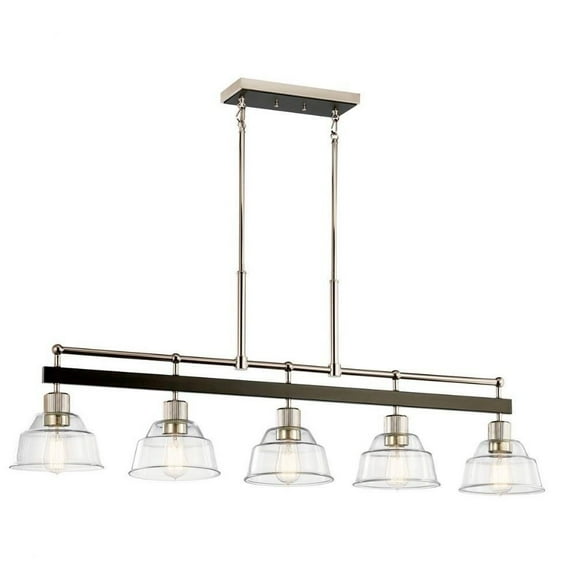 5 Light Linear Chandelier in Vintage Industrial Style-19 inches Tall and 8 inches Wide-Polished Nickel Finish Bailey Street Home 147-Bel-4435986