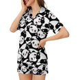thumbnail image 3 of SKQIT Ensembles de Pyjama à Manches Courtes pour Femmes, 2 Pcs en Satin Doux Imprimé Mignon Chemise Boutonnée et Shorts, 3 of 8