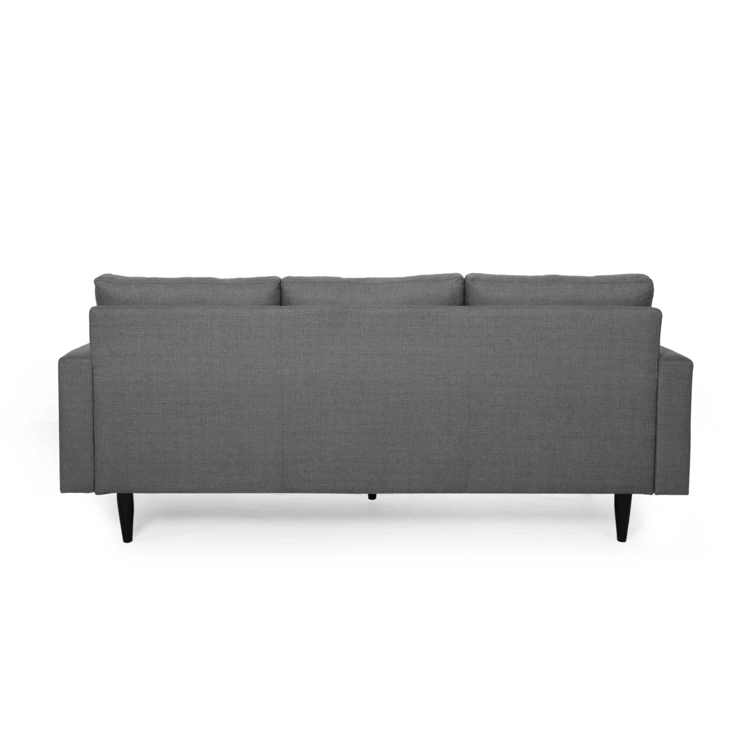 Noble House Cicely Fabric Tufted 3 Seater Sofa, Dark Gray, Dark Brown