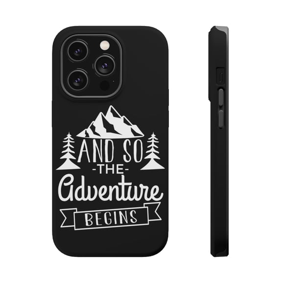 DistinctInk Tough Case for Apple iPhone 15 PRO (6.1" Screen), Compatible with MagSafe Charging - And so the Adventure Begins