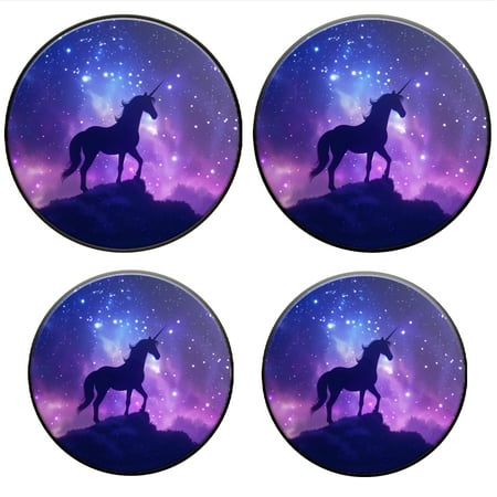 

BaHomeck Electric Stove Burner Covers Set of 4 Round Metal Gas Stove Burner Covers 8 Inch and 10 Inch Kitchen Decor Unicorn On Hill Against Starry Sky With Purple And Blue Colors