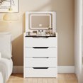 thumbnail image 6 of GDF Studio 23.6" 3-in-1 Small Vanity Desk with Flip-Top Mirror, Compact Makeup Table with Glass Desktop, White, 6 of 11