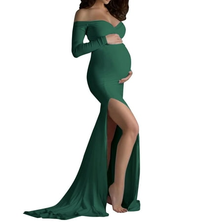 

TAIAOJING Womens Maternity Dresses Pregnants Photography Props Off Shoulders V Neck Long Dress