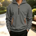 thumbnail image 2 of DJDLJWCJ Hoodies for Boys Fleece Lined Quarter Zipper Hooded Sweatshirt for Boys Winter Warm Pullover Hoodie Dark Gray Size 10, 2 of 9