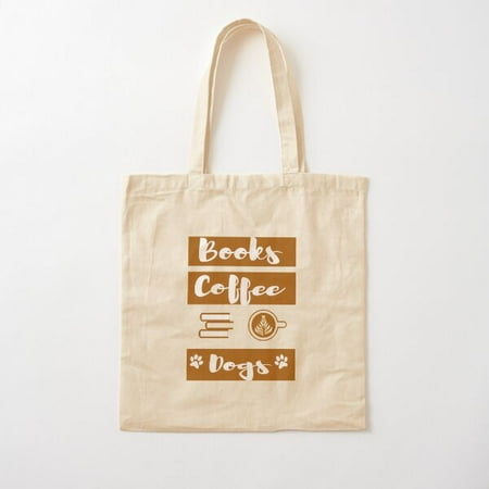 Funny T Shirt Dogs Books And Coffee Gift For Wife Cotton Tote Bag Canvas Tote Bag  Family Gift For Mother  Her