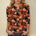 thumbnail image 2 of Godom Halloween T Shirt Women Vintage Graphic Tees 3/4 Sleeve Casual Funny Halloween Party Shirts, 2 of 6