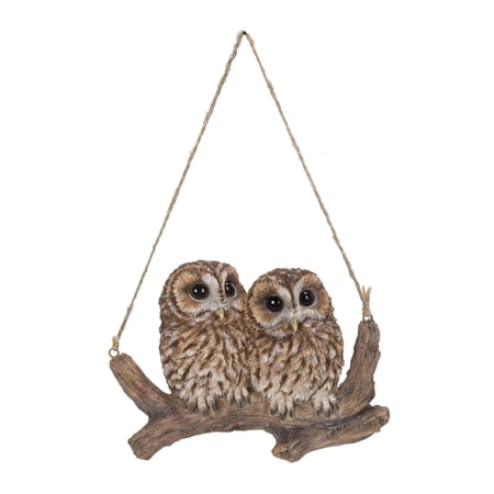 Hi-Line Gift Hanging Baby OWLETS ON A Branch, Brown
