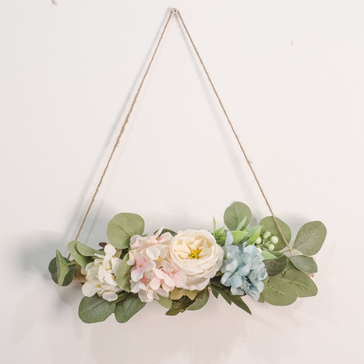 INFILM 24Inch Artificial Peony Floral Swag with Green Leaves,Fake Rose Peony Flowers Wreath Hanging Handmade Garland for Arch Front Mirror Home Wedding Party Door Lintel Backdrop Decoration