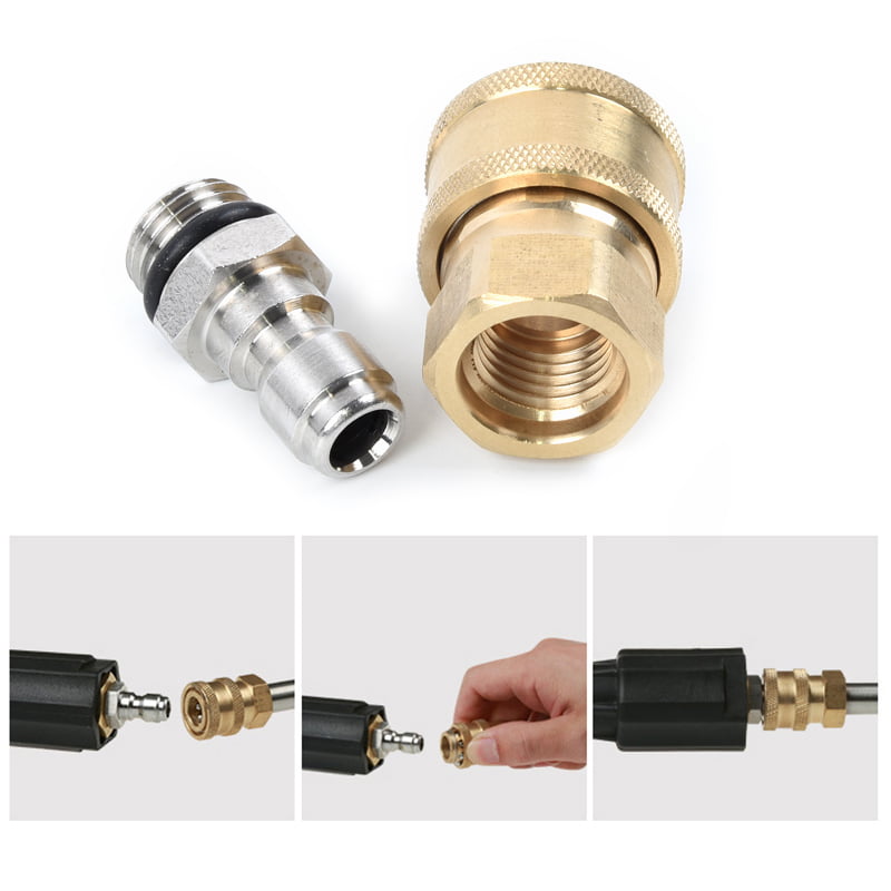 14 Female Plug Pressure Washer Quick Release Brass Connector 1/4 Male & M22 