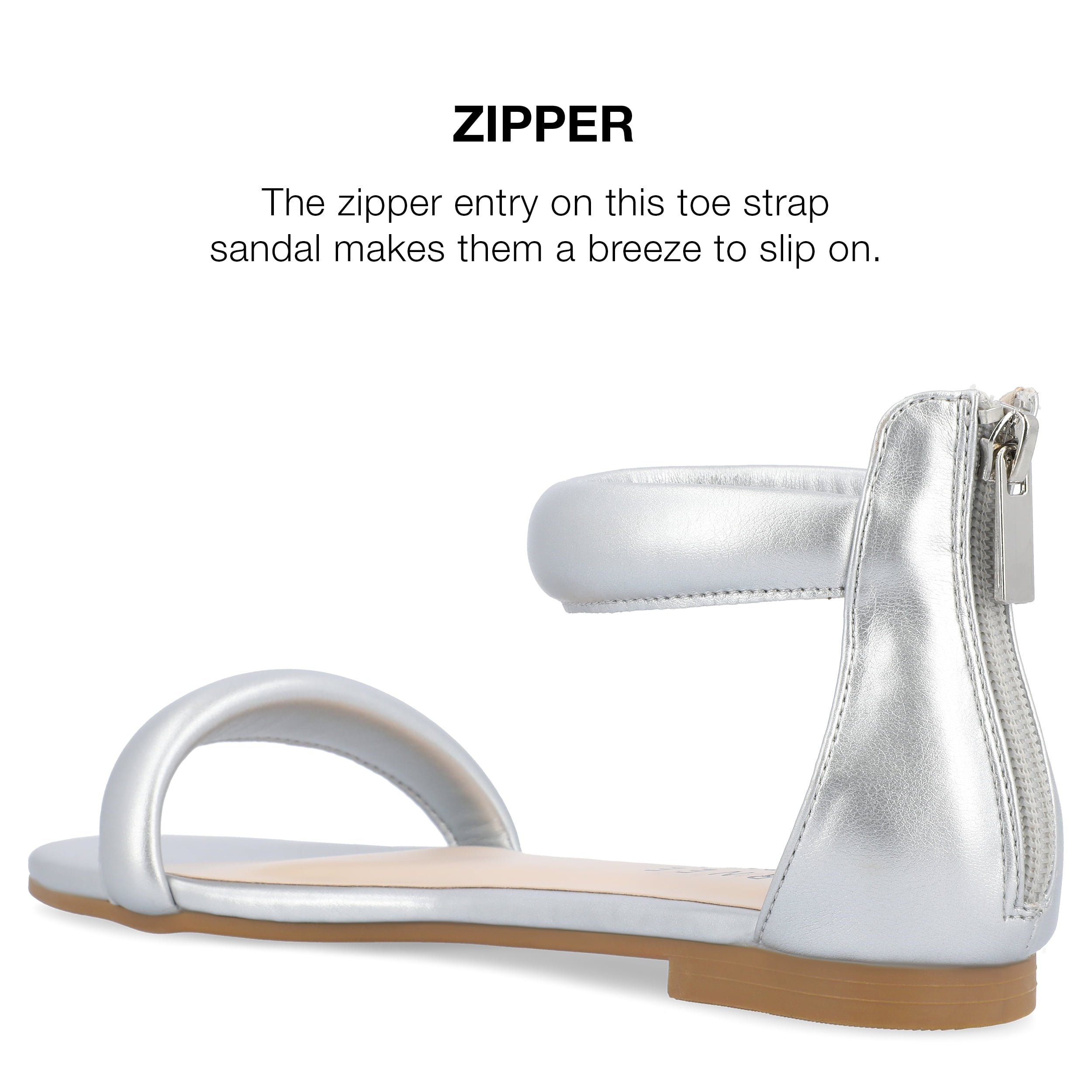 Journee Collection Womens Peytonn Back Heel Zip Ankle Strap Sandals
