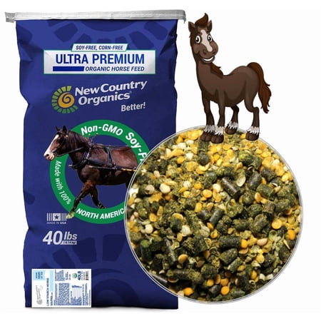 New Country Organics | Low Starch Horse Feed | Horse Food for Horses with Metabolic Disorders or Low Carb Needs | Corn-Free and Soy-Free | 16% Protein | Certified Organic and Non-GMO Feeder | 40 lbs
