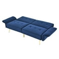 thumbnail image 2 of 78" Loveseat Sofa, Velvet Futon Sofa Bed with Folded Armrests and Storage Bags, Convertible Sleeper Couch  for  Small Space, Apartment, Dorm, Office, Navy, 2 of 7