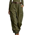 thumbnail image 2 of Ovbmpzd Cargo Pants Women With Pockets Parachute Baggy Army Green Pants Casual High Waisted Joggers,S, 2 of 6