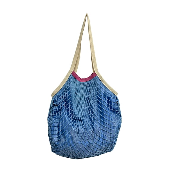 Dvumao Cotton Lined Mesh Shopping Bag, Handwoven Beach Tote for Summer