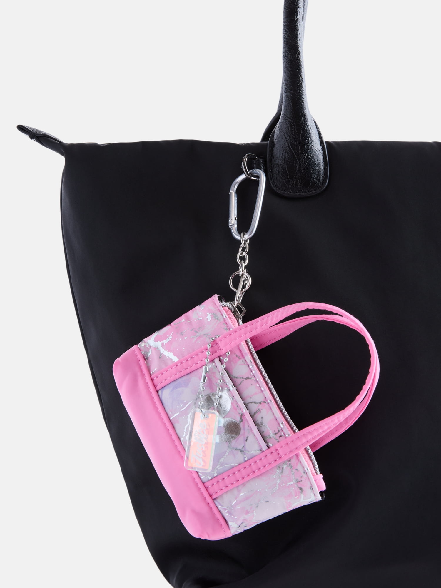 Justice Girl's Mini Tote Bag Charm, Pink Crackle