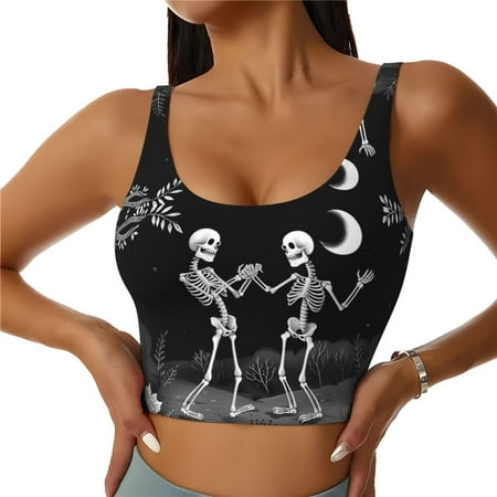 Sports Bras for Women High Support  Halloween Night Dancing Skeleton Workout Tank Tops Woman  Yoga Bra with Removable Cups