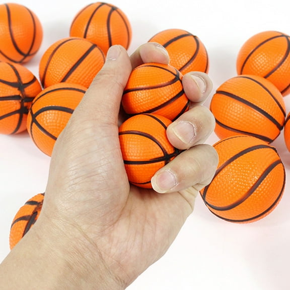 12 Pack Foam Sports Balls Jumping 4/5.2cm Basketball Party Decors Soft Mini Football (Basketball)