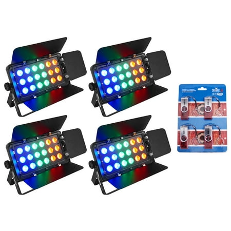 (4) Chauvet DJ SLIMBANK T18 USB DMX LED Wash Lights+(4) D-Fi USB Controllers
