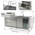 thumbnail image 3 of Nyddle 84" 5-Burner 75300 BTU Outdoor Kitchen Island,304 SS Grill with Infrared Rear Burner,Sink,Wine Cooler,Refrigerator & Rotisserie Kit,Silver, 3 of 15