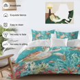 thumbnail image 3 of 3 Piece Brown Sea Turtle Coastal Duvet Cover Set California King,Microfiber Comforter/Quilt Cover with Corner Ties and 2 Pillowcases,Teal Summer Beach Coral Nautical Soft Bedding with Zipper Closure, 3 of 8