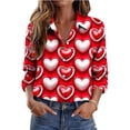 thumbnail image 2 of TaTaai Womens Silky Satin Shirt Long Sleeve Valentines Print Button Down Lapel Collar Blouse Loose Fit Spring Romantic Top Gift, 2 of 7