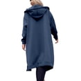thumbnail image 2 of Langwyqu Long Hooded Coat For Women Solid Long Sleeve Zipper Hoodies, 2 of 3