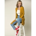 thumbnail image 3 of Made by Johnny Women's Solid Long Sleeve Open Front Long Cardigan XL MUSTARD, 3 of 6