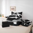 thumbnail image 6 of Homewish Boho Geometric Striped 7pcs Bedding Comforter Set,Abstract Stripeds Lines Queen Bedding Sets,White Gray Black Queen Sheet Sets For Adults,Microfiber Bedroom Decor Reversible, 6 of 8